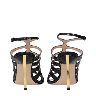 Sandalias de tacón stiletto de cuero negro