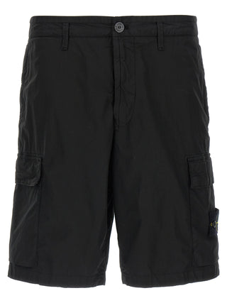 Black Cotton Bermuda Shorts