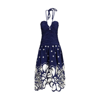 Blue Cotton Casual Dress