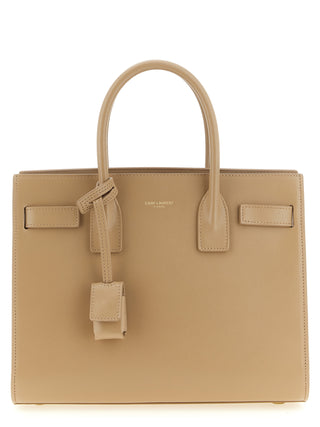 Bolso de mano de piel de becerro beige