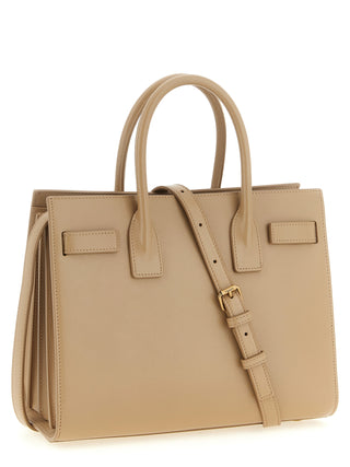 Bolso de mano de piel de becerro beige