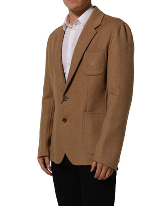 Chaqueta de traje marrón de dos botones y un solo pecho