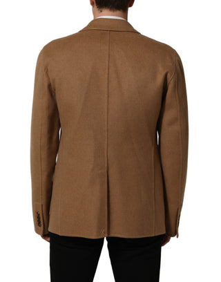 Chaqueta de traje marrón de dos botones y un solo pecho