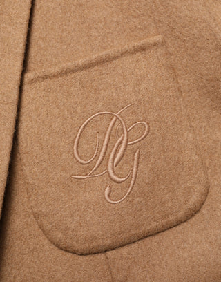 Chaqueta de traje marrón de dos botones y un solo pecho