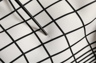 White Black WarpGrid Pattern Hoodie Sweater