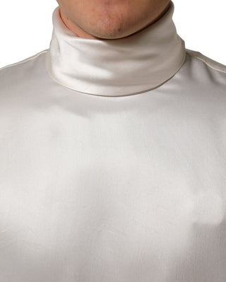 White Silk Long Sleeves Turtleneck Sweater