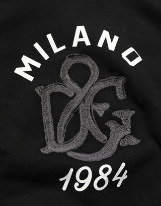 Black Cotton Milano1984 Print Hoodie Sweater