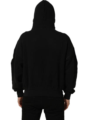 Black Cotton Milano1984 Print Hoodie Sweater