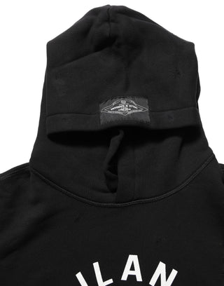 Black Cotton Milano1984 Print Hoodie Sweater