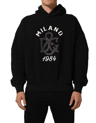Black Cotton Milano1984 Print Hoodie Sweater