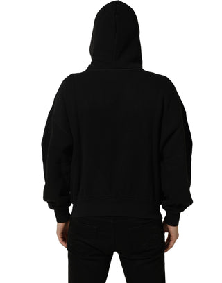 Black Cotton Milano1984 Print Hoodie Sweater