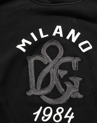Black Cotton Milano1984 Print Hoodie Sweater