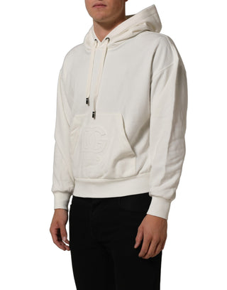 White Logo Hooded PulloverSweatshirt Sweater