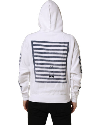 White Blue Stripe Hooded Sweatshirt Sweater