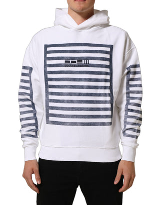White Blue Stripe Hooded Sweatshirt Sweater