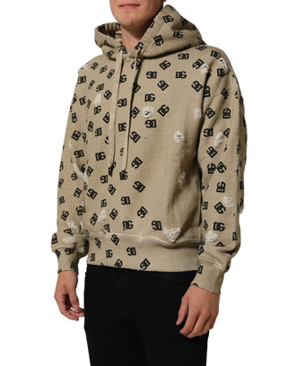 Sudadera con capucha y logo de algodón marrón