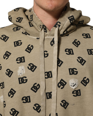 Sudadera con capucha y logo de algodón marrón