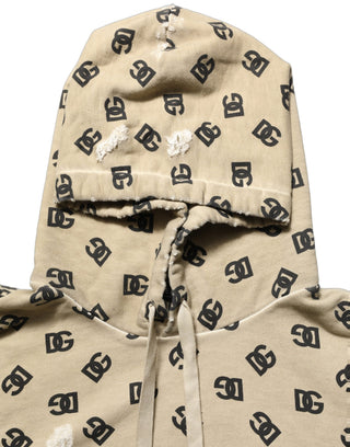 Sudadera con capucha y logo de algodón marrón