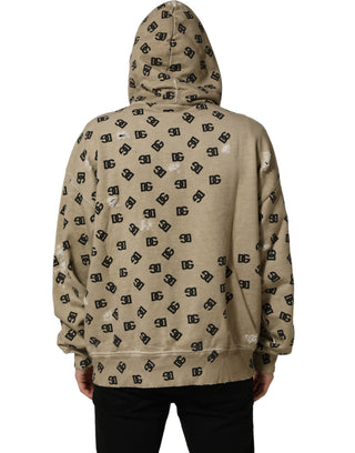 Brown Cotton Logo Hooded Sweatshirt Sweater