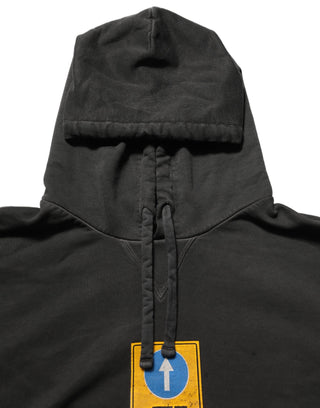 Black Cotton Logo Hooded Oversize Sweater