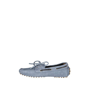 Blue Leather Slip-On Loafers