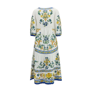Multicolor Linen Casual Dress