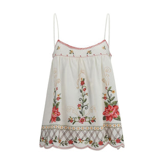 Multicolor Linen Sleeveles T-Shirt