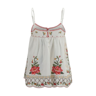 Multicolor Linen Sleeveles T-Shirt