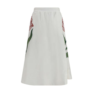 White Linen Midi Skirt