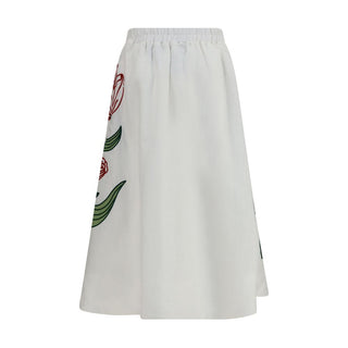 White Linen Midi Skirt