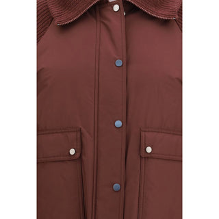 Bordeaux Polyester Full-Length Jacket