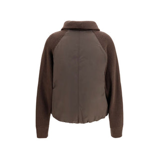 Chaqueta larga de poliéster marrón
