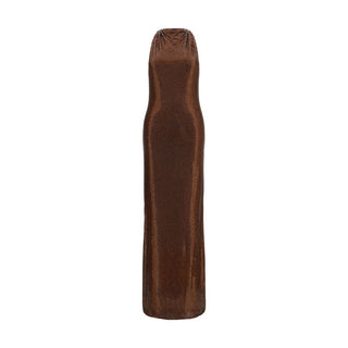 Brown Polyester Casual Dress