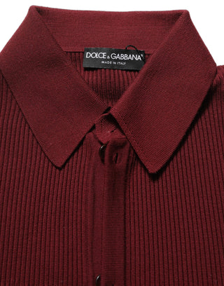 Burgundy Wool Button Down Cardigan Sweater