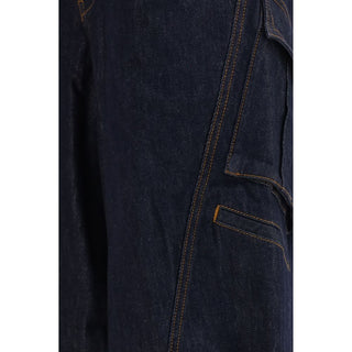 Blue Cotton Cargo Pants