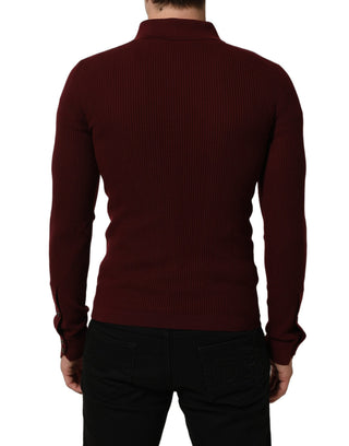 Burgundy Wool Button Down Cardigan Sweater