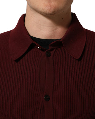 Burgundy Wool Button Down Cardigan Sweater