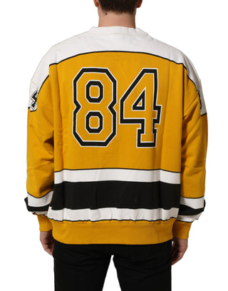 Sudadera de jersey amarilla con cuello redondo