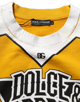 Sudadera de jersey amarilla con cuello redondo