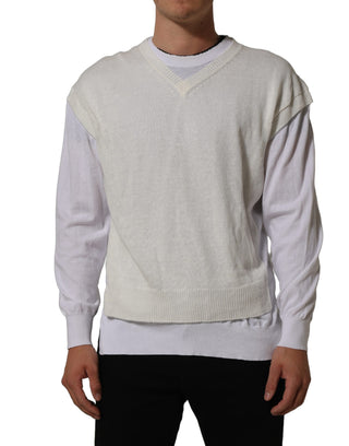 White Flax CrewNeck Layered Pullover Sweater