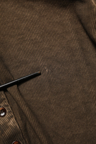 Brown Cotton Buttoned Henley Pullover Sweater