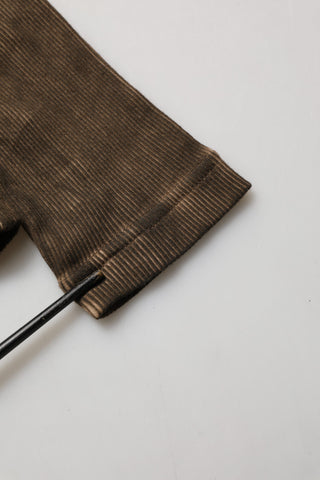 Brown Cotton Buttoned Henley Pullover Sweater