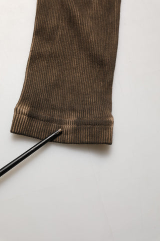 Brown Cotton Buttoned Henley Pullover Sweater