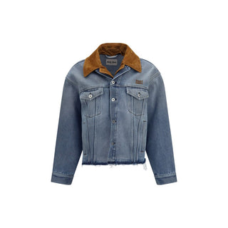 Chaqueta azul de mezclilla de algodón