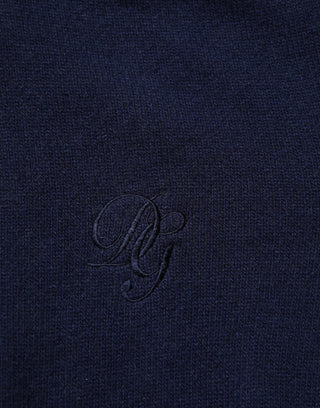 Blue Wool Knit Turtleneck Pullover Sweater