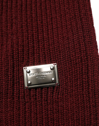 Burgundy Wool Half Zip Men Pullover Sweater