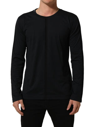 Dark Blue Cotton Round Neck Pullover Sweater