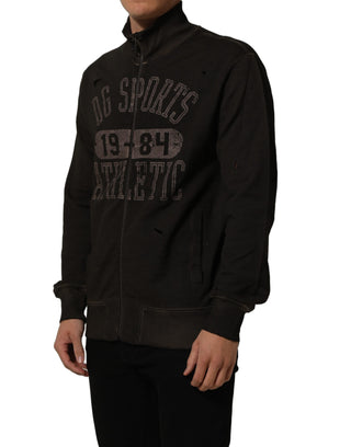 Brown Logo Print Full Zip Sweatshirt Sweater