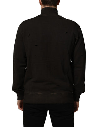 Brown Logo Print Full Zip Sweatshirt Sweater