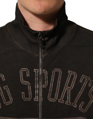 Brown Logo Print Full Zip Sweatshirt Sweater